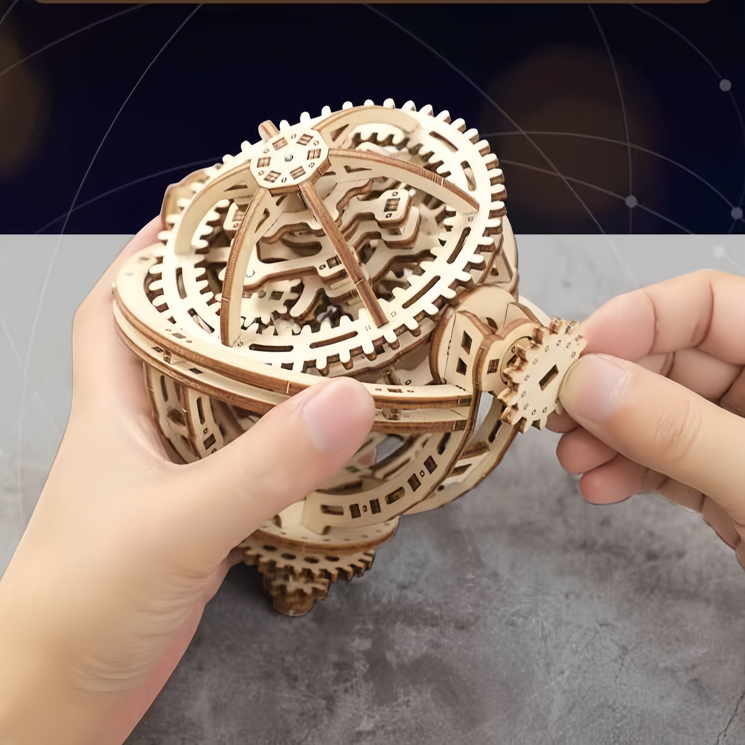 DIY Puuzzle Spherical Tourbillon Chronograph - Mechanical Wooden Clock Kit