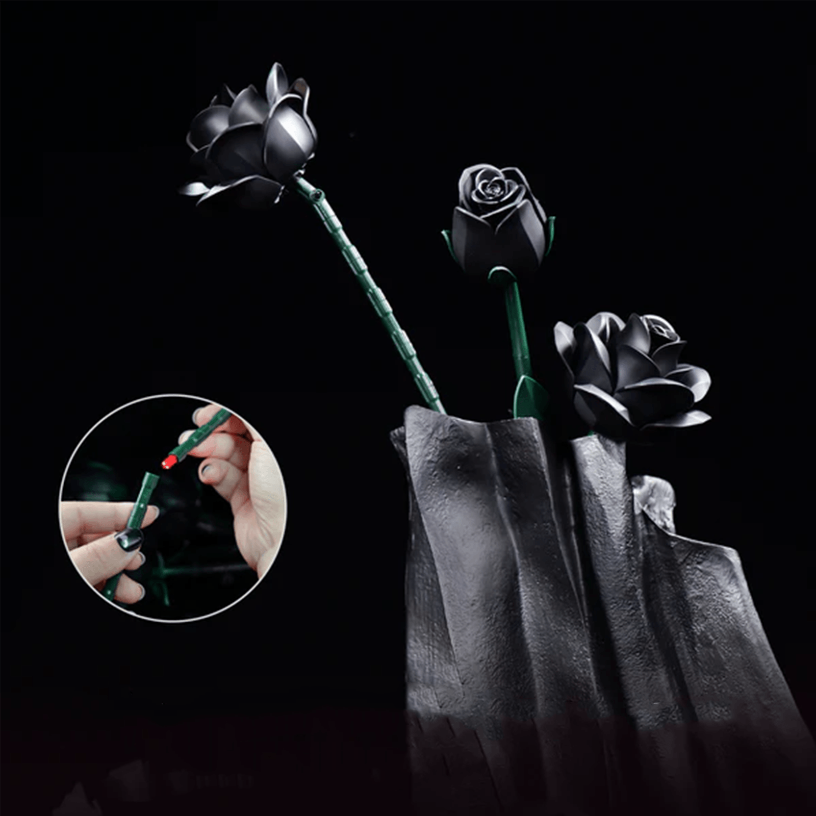 DIY Puuzzle | Eternal Black Rose Bouquet Building Blocks - DIY Puuzzle