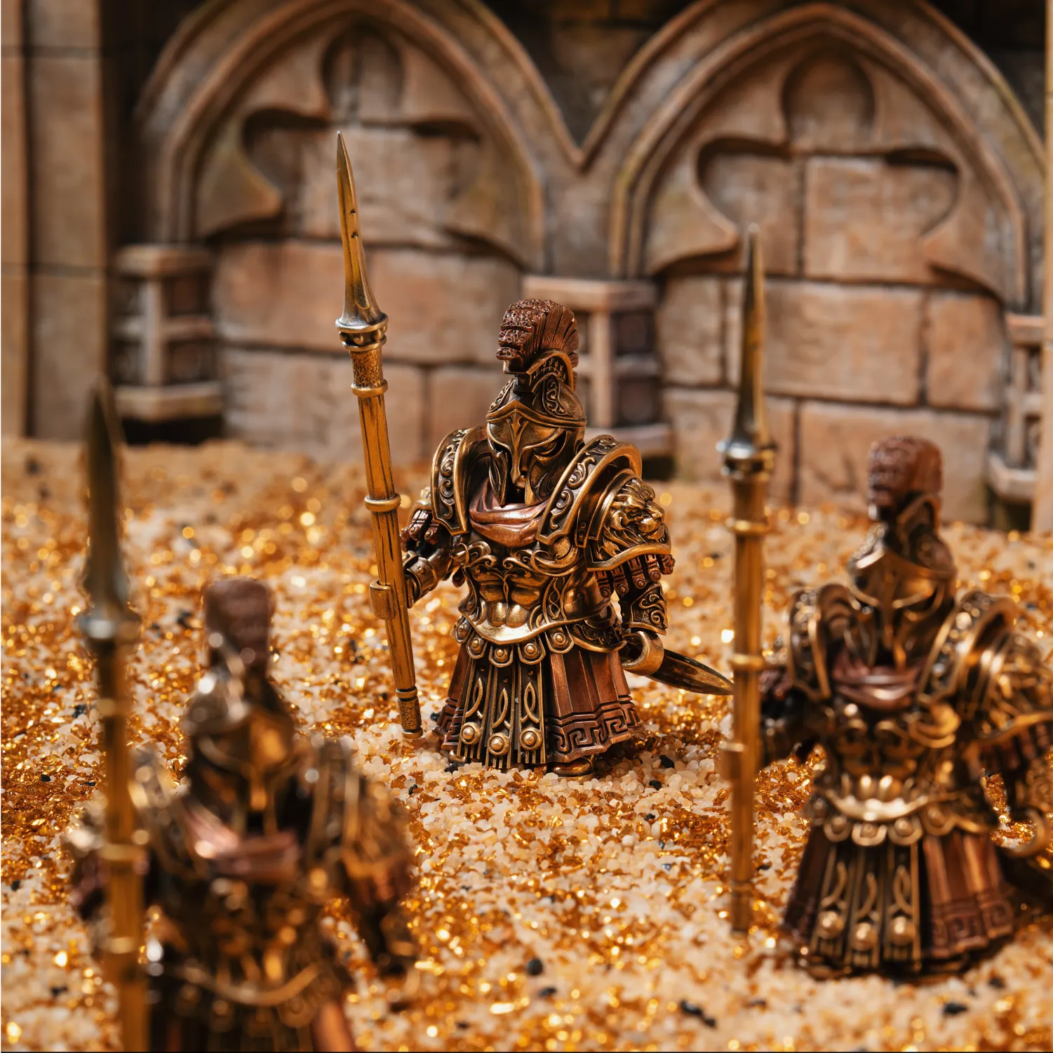 Spartan Warrior metal figurine available in bronze, brass, and copper finish options - handcrafted collectible statue