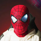 Spider-Man superhero mask with electronic moving eyes and LED lights for cosplay and Halloween costumes