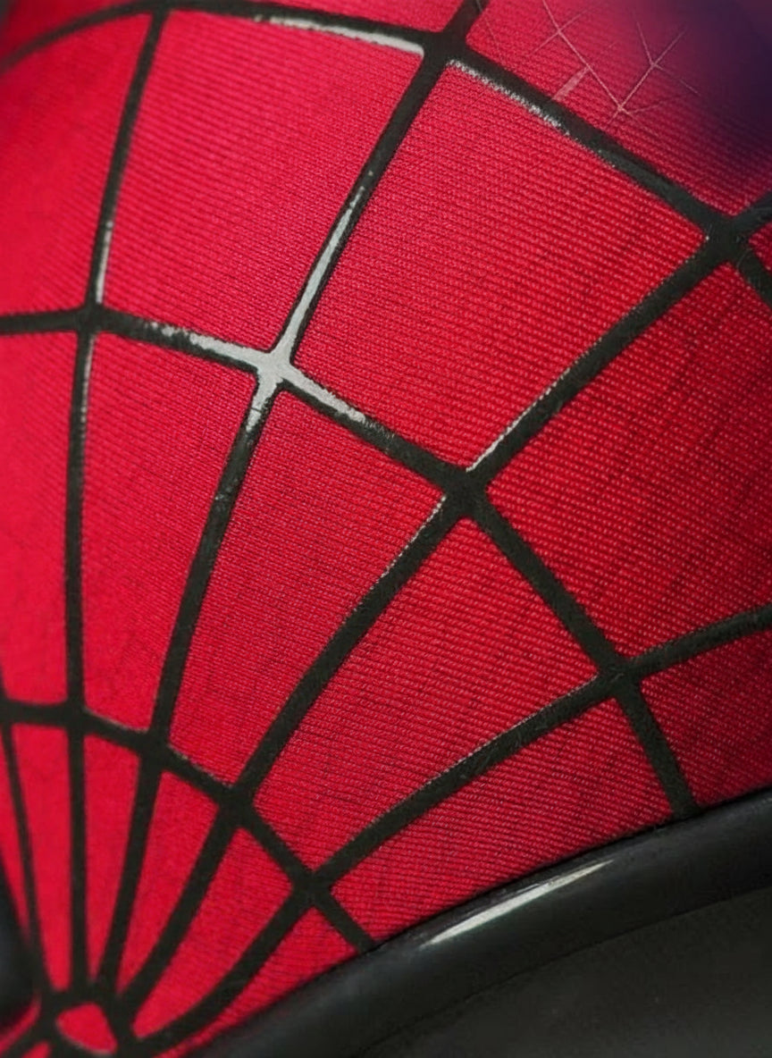 Spider-Man superhero mask with electronic moving eyes and LED lights for cosplay and Halloween costumes